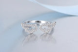 925 Silver Angel Wings Zirconia Crystal Ring Wedding Band