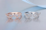 925 Silver Angel Wings Zirconia Crystal Ring Wedding Band