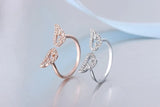 925 Silver Angel Wings Zirconia Crystal Ring Wedding Band