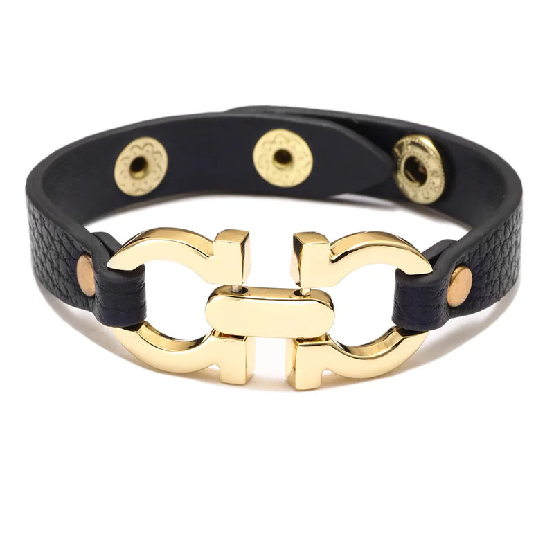 Minority PU Leather Geometric Buckle Bracelet Jewelry