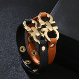 Minority PU Leather Geometric Buckle Bracelet Jewelry