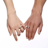 Rose Stainless Steel Couple Wedding Bands CZ Stone Ring Women Men Promise