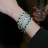 Heart Lab Diamond Bangle Bracelet 14K Engagement Wedding Bracelets