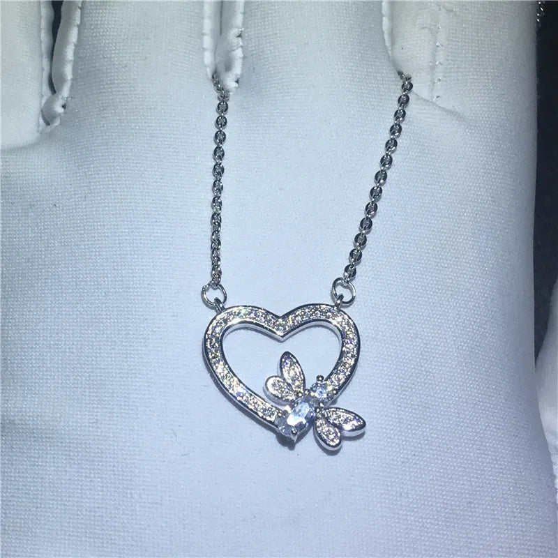 Heart Honeybee Pendant 925 Sterling Silver Wedding Pendant