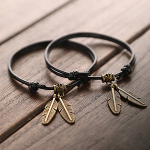 Feather Anklet Bracelet Pair Adjustable Rope Foot Jewelry Female Accessories