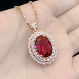 Ruby Diamond Pendant 925 Silver Necklace For Women