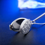 Floral Carved Oval Locket Pendant Necklace