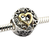 Loving Circle Clear CZ Charm Silver Beads For Jewelry Making