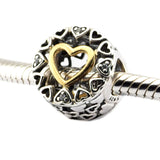 Loving Circle Clear CZ Charm Silver Beads For Jewelry Making