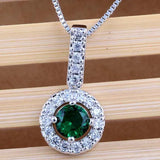 Crystal CZ Necklace Pendant Round Jewelry
