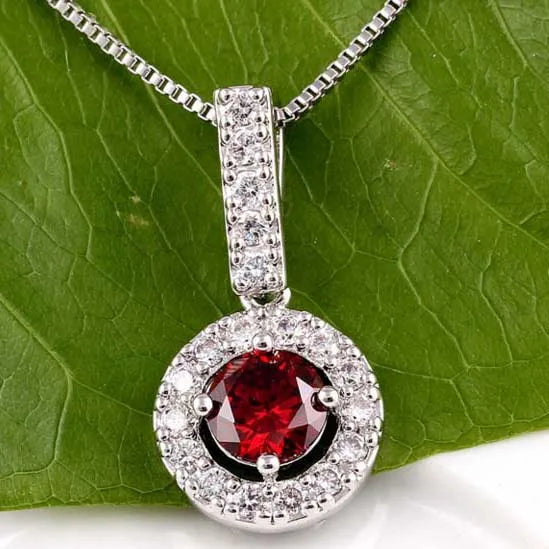 Crystal CZ Necklace Pendant Round Jewelry