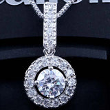 Crystal CZ Necklace Pendant Round Jewelry