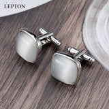 8 Style Stone Cufflinks for Mens Shirt Cuffs - Cat Eye Stone Cufflinks