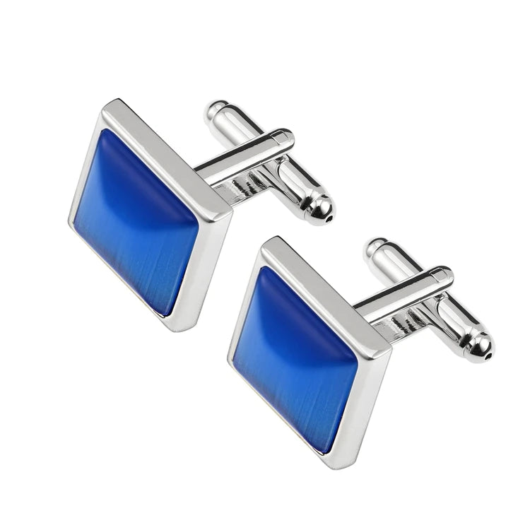 8 Style Stone Cufflinks for Mens Shirt Cuffs - Cat Eye Stone Cufflinks
