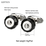 Glass Cufflinks for Men Stainless Steel Cuff links Shirt Cuffs
