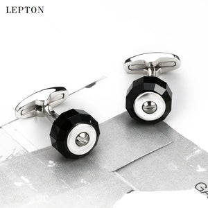 Glass Cufflinks for Men Stainless Steel Cuff links Shirt Cuffs