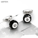 Glass Cufflinks for Men Stainless Steel Cuff links Shirt Cuffs