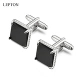 Glass Cufflinks for Men Lepton Square Crystal Cufflink Man Shirt Cuffs