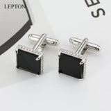 Glass Cufflinks for Men Lepton Square Crystal Cufflink Man Shirt Cuffs