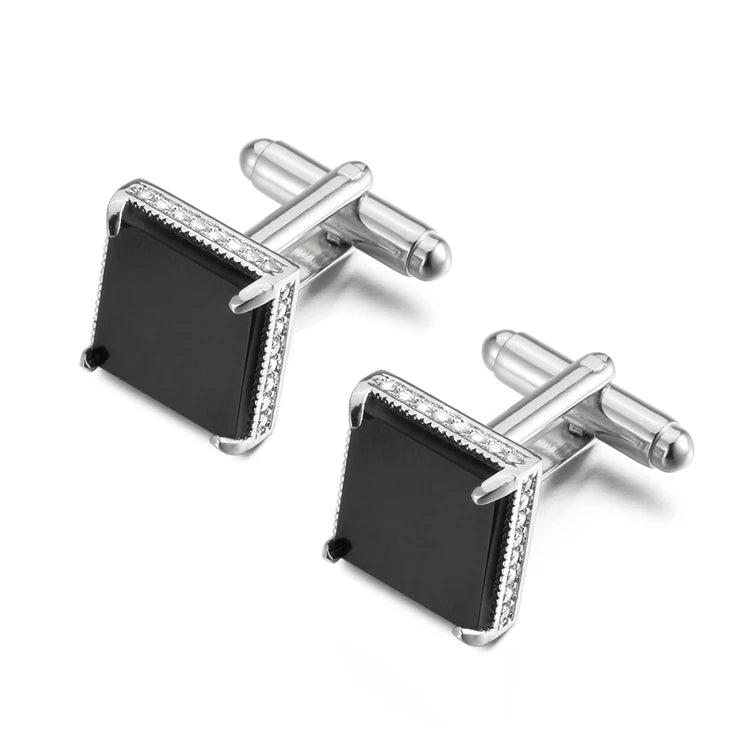 Glass Cufflinks for Men Lepton Square Crystal Cufflink Man Shirt Cuffs