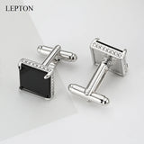 Glass Cufflinks for Men Lepton Square Crystal Cufflink Man Shirt Cuffs