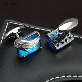 Men's Lepton Crystal Cufflinks Shirt Cuff Links Relojes Gemelos