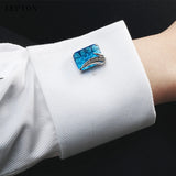 Men's Lepton Crystal Cufflinks Shirt Cuff Links Relojes Gemelos