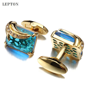 Men's Lepton Crystal Cufflinks Shirt Cuff Links Relojes Gemelos