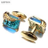 Men's Lepton Crystal Cufflinks Shirt Cuff Links Relojes Gemelos