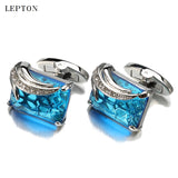 Men's Lepton Crystal Cufflinks Shirt Cuff Links Relojes Gemelos