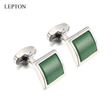 Green Glass Cufflinks for Mens High Square Cuff links With Box