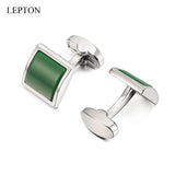 Green Glass Cufflinks for Mens High Square Cuff links With Box