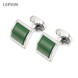 Green Glass Cufflinks for Mens High Square Cuff links With Box
