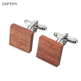Wood Cufflinks For Men Lepton Square Rosewood Cuff links Wedding Groom Gift
