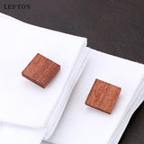 Wood Cufflinks For Men Lepton Square Rosewood Cuff links Wedding Groom Gift