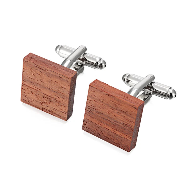 Wood Cufflinks For Men Lepton Square Rosewood Cuff links Wedding Groom Gift