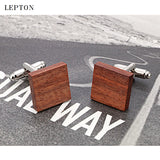 Wood Cufflinks For Men Lepton Square Rosewood Cuff links Wedding Groom Gift