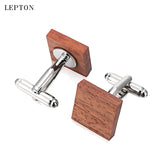 Wood Cufflinks For Men Lepton Square Rosewood Cuff links Wedding Groom Gift