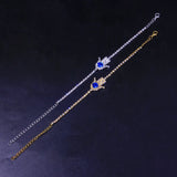 Evil Eye Hamsa Hand Charm Anklet Cubic Zirconia Fatima Palm Beach Foot Chai