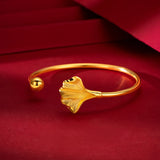 Goddess's Ginkgo Leaf 18K Bangle Bracelet for Women