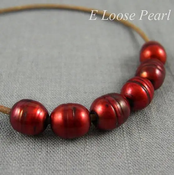 Freshwater Pearl Large Hole Rice Rust Red Beads 10-10.5mm x 11-12mm