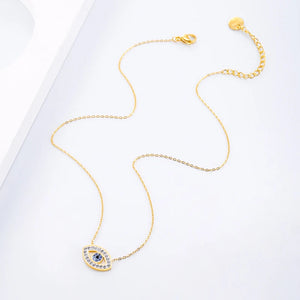 Evil Eye Rhinestone Choker Necklace Stainless Steel Jewelry Gift