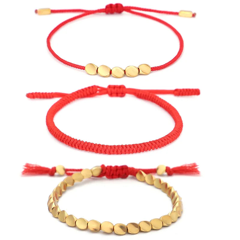 Red Bracelet Set Tibetan Copper Beads Bracelet for Women