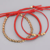 Red Bracelet Set Tibetan Copper Beads Bracelet for Women