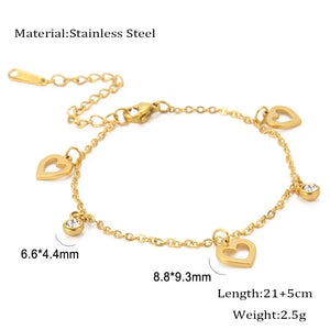 Lucktune Stainless Steel Anklets for Women Heart Tassel