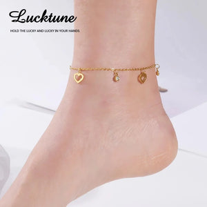 Lucktune Stainless Steel Anklets for Women Heart Tassel