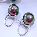 Lucky 12MM Peacock Shell Pearl Earrings 18k Hook Year DIY Jewelry