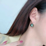 Lucky 12MM Peacock Shell Pearl Earrings 18k Hook Year DIY Jewelry