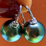 Lucky 12MM Peacock Shell Pearl Earrings 18k Hook Year DIY Jewelry