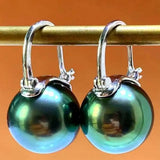 Lucky 12MM Peacock Shell Pearl Earrings 18k Hook Year DIY Jewelry